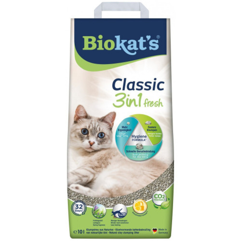 Наповнювач Biokats для котячого туалету Classic Fresh 3in1 бентонітовий 0,1 – 5мм 10 л