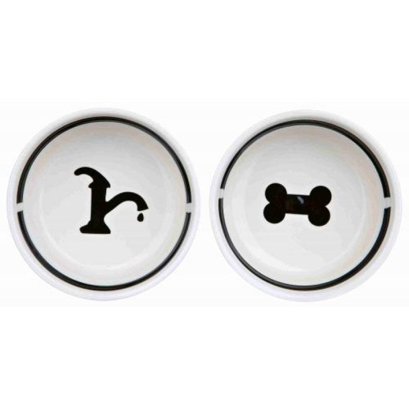 Миски Trixie Eat on Feet для собак, на металевій підставці, керамічні, 13 см, 2х250 мл