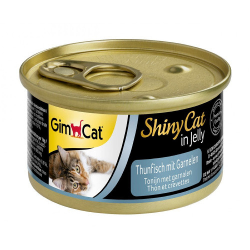 Корм вологий GimCat Shiny Cat для котів з тунцем та креветками в желе 70 г