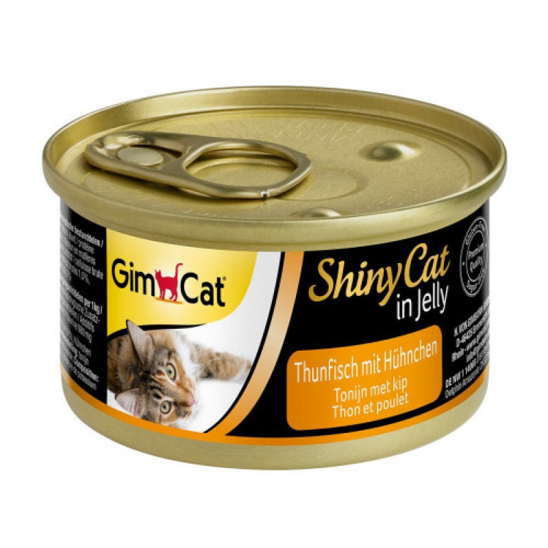 Корм вологий GimCat Shiny Cat для котів з тунцем та куркою в желе 70 г