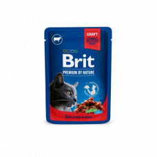 Корм вологий Brit Premium Cat Beef Stew and Peas pouch для котів з тушеною яловичиною та горошком 100 г