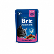 Корм вологий Brit Premium Cat Chicken and Turkey pouch для котів з куркою та індичкою 100 г