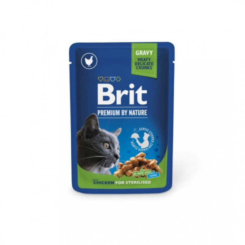 Корм вологий Brit Premium Cat Sterilised Chicken Slices pouch для стерилізованих котів з куркою 100 г