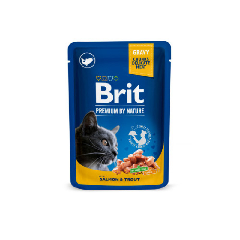 Корм вологий Brit Premium Cat Family Plate pouches набір паучів сімейна тарілка для котів асорті 4 смаки 100 г х 12 шт.