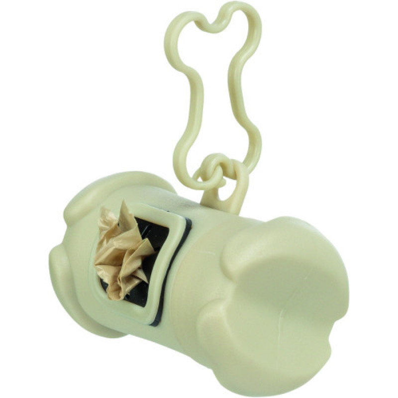 Контейнер-кісточка Trixie для збиральних пакетів пластикова з 1 рулоном пакетів для фекалій розмір М 15 шт