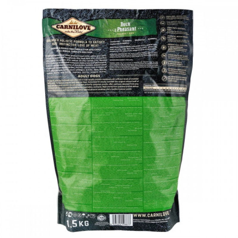 Корм сухий Carnilove Adult Duck and Pheasant для дорослих собак усіх порід з качкою та фазаном 1,5 кг