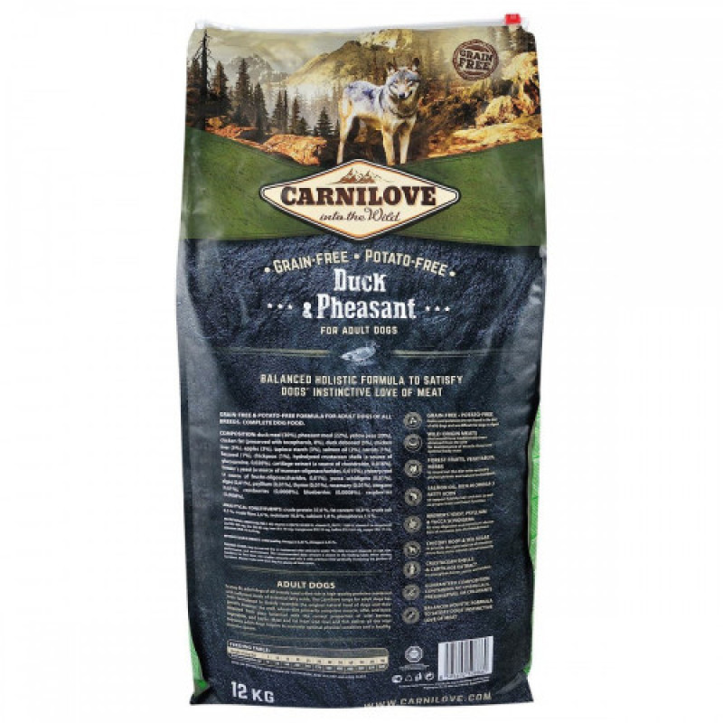 Корм сухий Carnilove Adult Duck and Pheasant для дорослих собак усіх порід з качкою та фазаном 12 кг