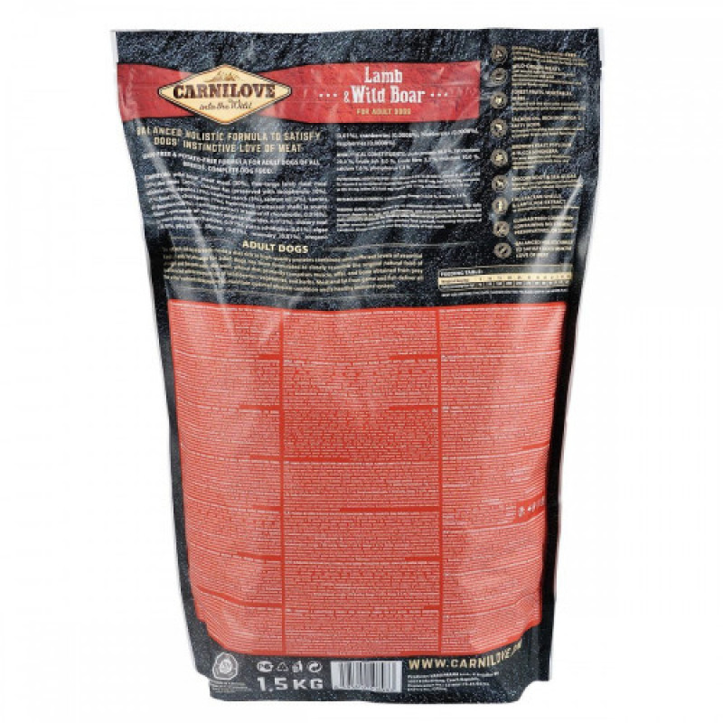 Корм сухий Carnilove Adult Lamb and Wild Boar для дорослих собак усіх порід з ягнятиною та диким кабаном 1,5 кг