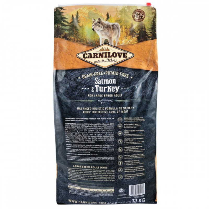 Корм сухий Carnilove Adult Large Breed Salmon and Turkey для дорослих собак великих порід вагою від 25 кг з лососем та індичкою 12 кг