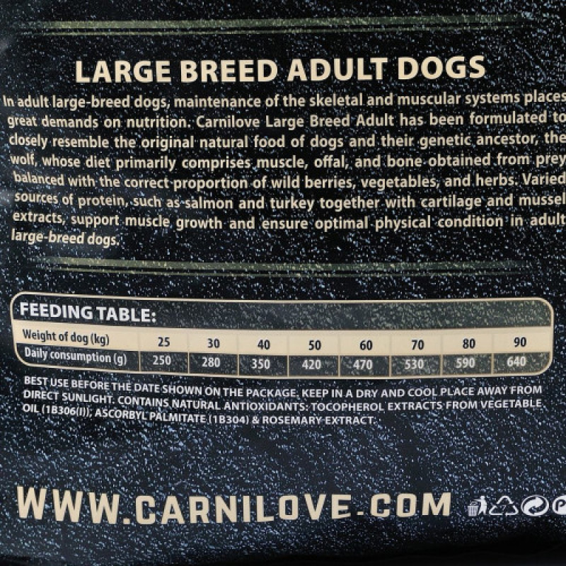 Корм сухий Carnilove Adult Large Breed Salmon and Turkey для дорослих собак великих порід вагою від 25 кг з лососем та індичкою 12 кг