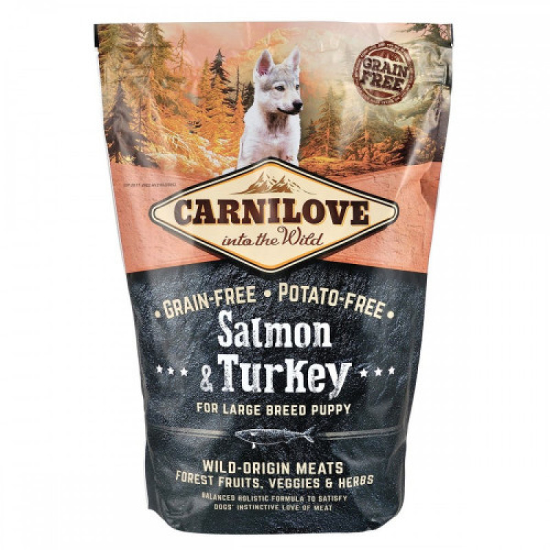 Корм сухий Carnilove Puppy Large Breed Salmon and Turkey для цуценят великих порід з лососем та індичкою 1,5 кг