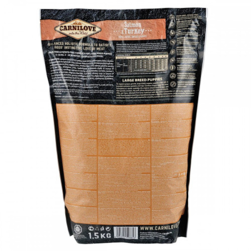 Корм сухий Carnilove Puppy Large Breed Salmon and Turkey для цуценят великих порід з лососем та індичкою 1,5 кг