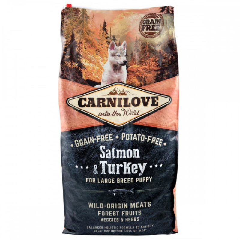 Корм сухий Carnilove Puppy Large Breed Salmon and Turkey для цуценят великих порід з лососем та індичкою 12 кг