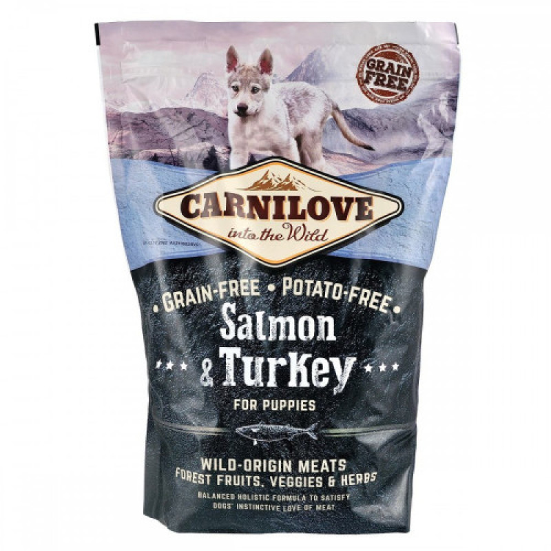 Корм сухий Carnilove Puppy Salmon and Turkey для цуценят усіх порід з лососем та індичкою 1,5 кг