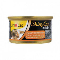 Корм вологий GimCat Shiny Cat для котів з тунцем креветками та мальтом в желе 70 г