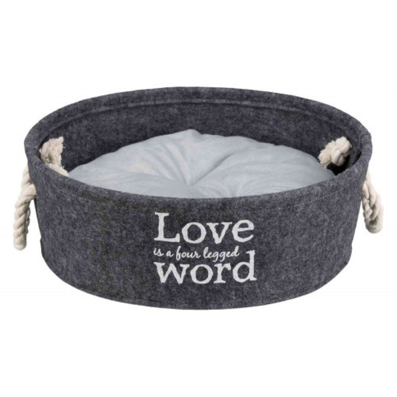 Лежак Trixie для собаки Lian з ручками та наповнювачем із флісу сірий фетр/плюш 37 см