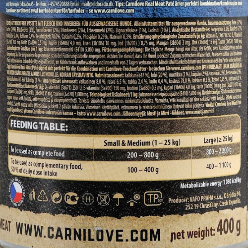 Корм вологий Carnilove Dog k консерви для собак з лососем та індичкою 400 г