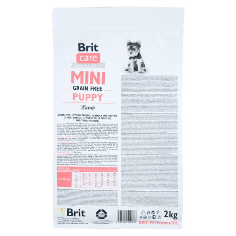 Корм сухий Brit Care Grain Free Mini Puppy Lamb для цуценят та молодих собак мініатюрних порід з ягням 2 кг