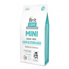 Корм сухий Brit Care Grain Free Mini Light Sterilised для дорослих собак дрібних порід з зайвою вагою або стерілізованих з кроликом та лососем 7 кг