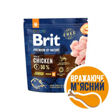 Корм сухий Brit Premium Dog Junior M для цуценят та молодих собак середніх порід від 1 до 12 місяців вагою 10-25 кг з куркою 1 кг