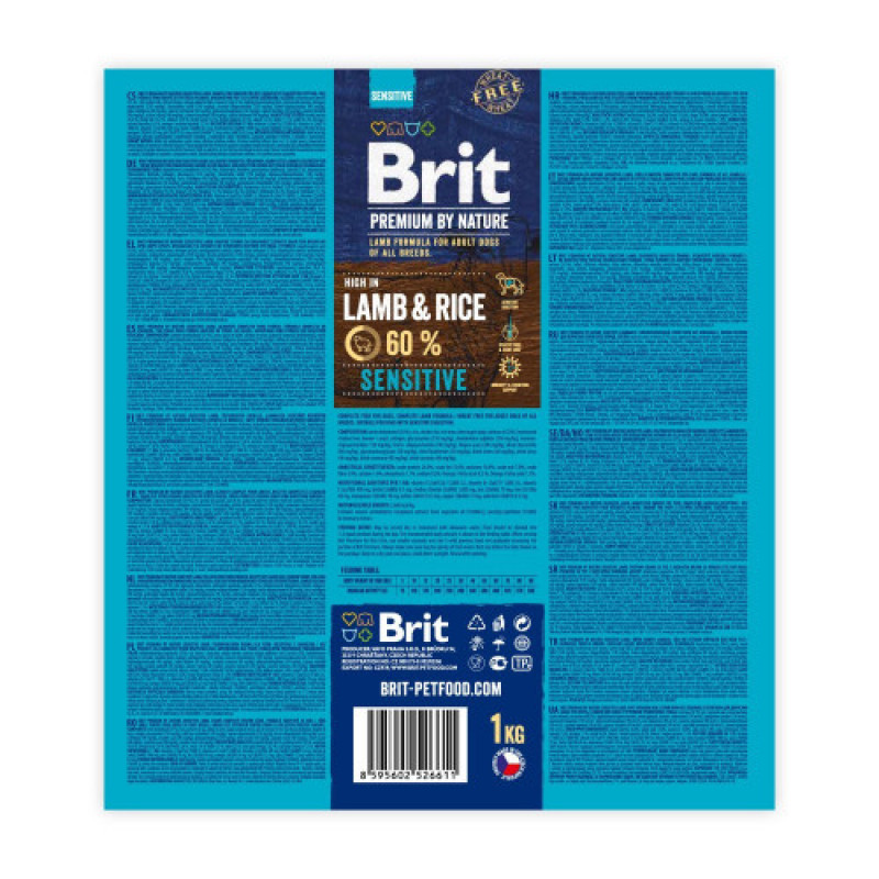 Корм сухий Brit Premium Dog Sensitive Lamb для собак з чутливим травленням з ягням 1 кг