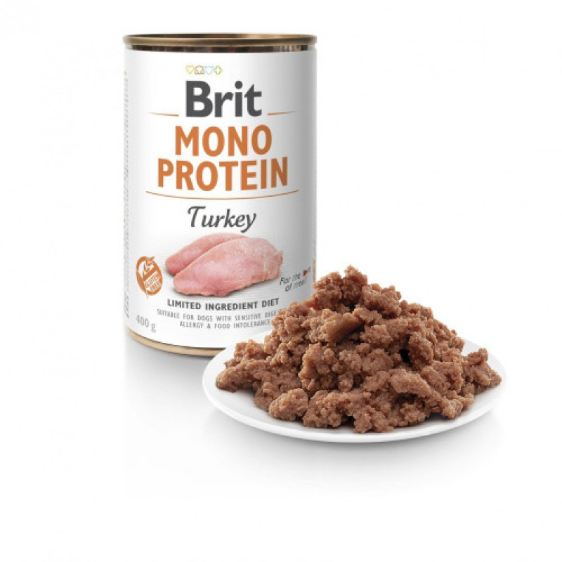 Корм вологий Brit Mono Protein Turkey для собак з індичкою 400 г