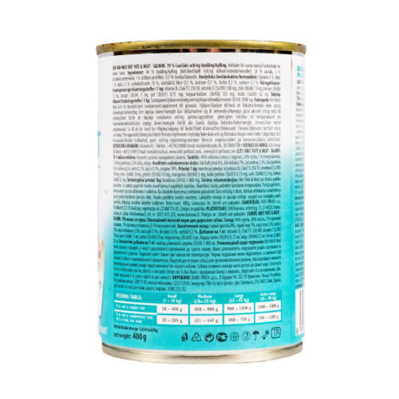 Корм вологий Brit Care Pate and Meat для дорослих собак з лососем 400 г