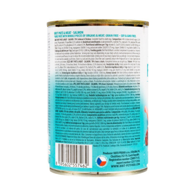 Корм вологий Brit Care Pate and Meat для дорослих собак з лососем 400 г