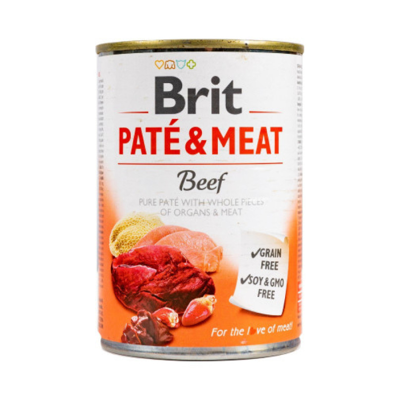 Корм вологий Brit Care Pate and Meat для дорослих собак з яловичиною та індичкою 400 г