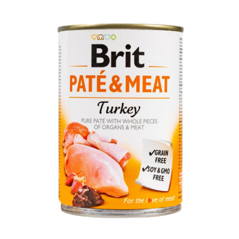 Корм вологий Brit Care Pate and Meat для дорослих собак з індичкою 400 г