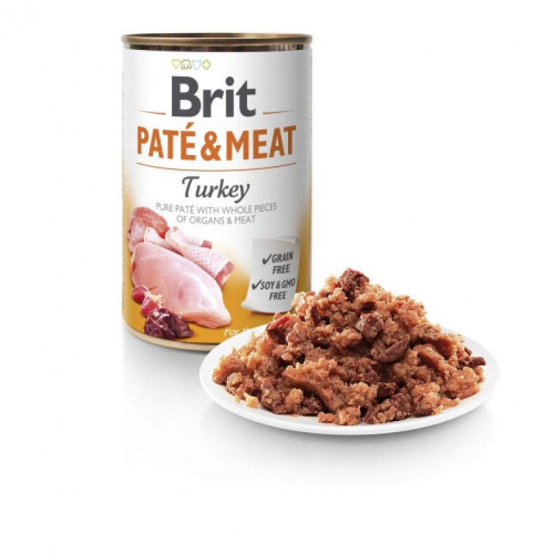 Корм вологий Brit Care Pate and Meat для дорослих собак з індичкою 400 г