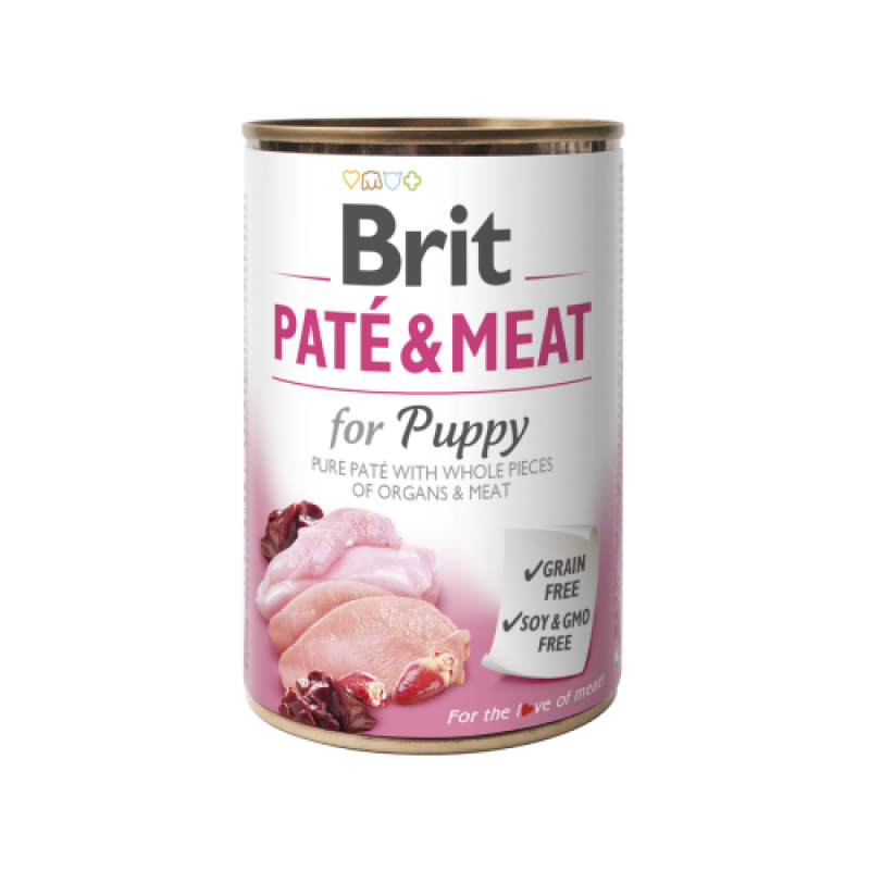 Корм вологий Brit Care Pate and Meat для цуценят з куркою та індичкою 400 г