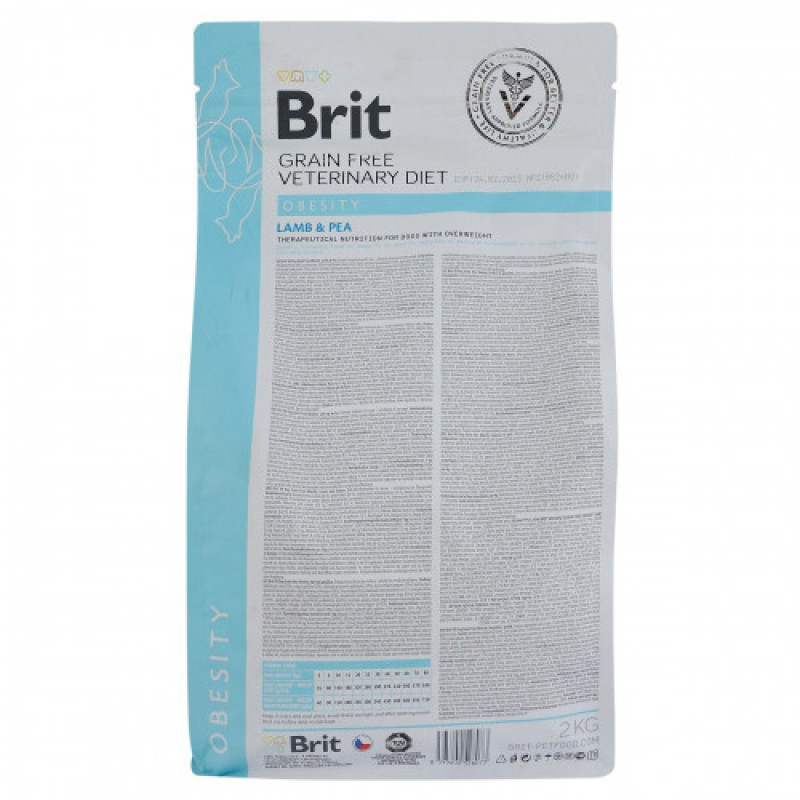 Корм сухий Brit Grain Free VetDiet Dog Obesity для собак для корекції ваги беззерновий з ягням індичкою та горохом 2 кг