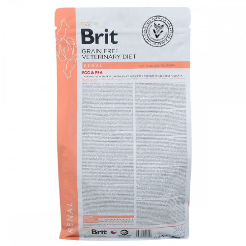 Корм сухий Brit Grain Free VetDiet Dog Renal для собак з нирковою недостатностью з яйцем горохом та гречкою 2 кг