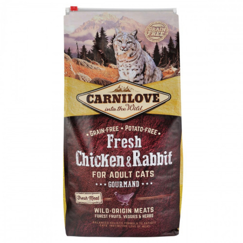 Корм сухий Carnilove Fresh Chicken and Rabbit for Adult cats для дорослих котів з куркою та кроликом 6 кг