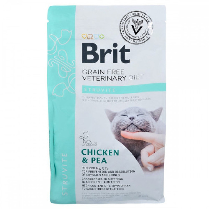 Корм сухий Brit Grain Free VetDiet Cat Struvite для котів з сечокам яною хворобою з куркою та горохом 2 кг
