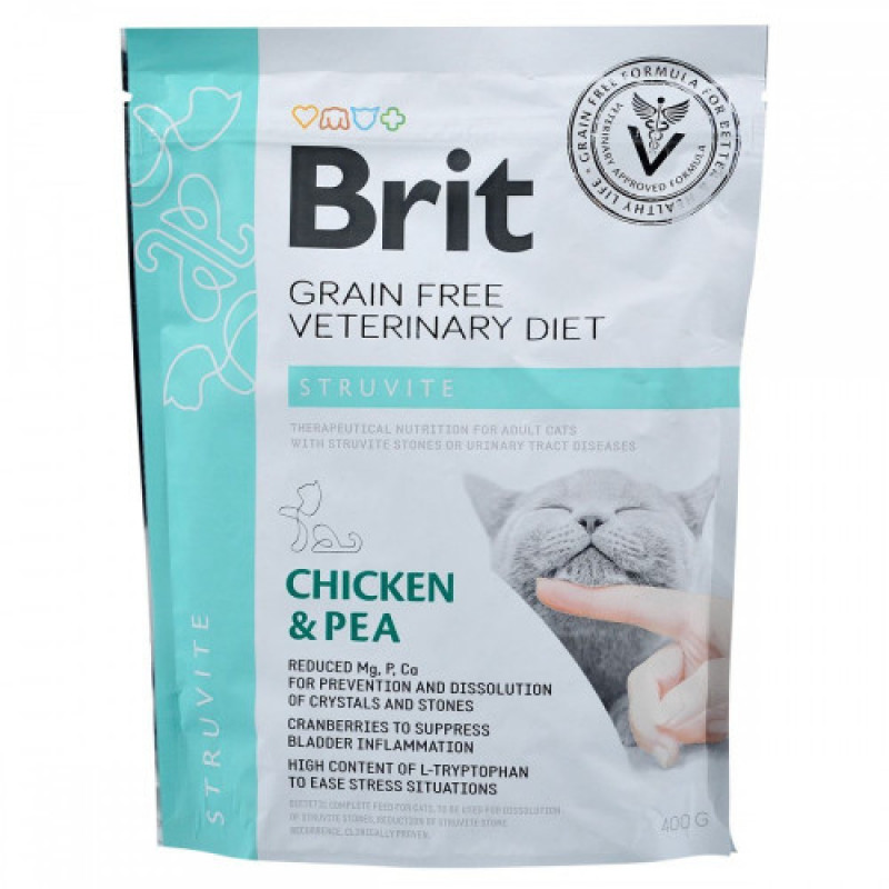 Корм сухий Brit Grain Free VetDiet Cat Struvite для котів з сечокам яною хворобою з куркою та горохом 400 г
