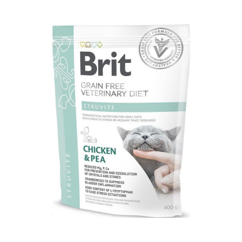 Корм сухий Brit Grain Free VetDiet Cat Struvite для котів з сечокам яною хворобою з куркою та горохом 400 г