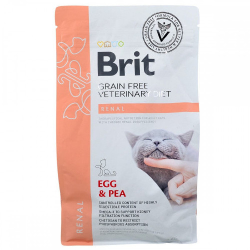 Корм сухий Brit Grain Free VetDiet Cat Renal для котів з захворюванням нирок з яйцем та горохом 2 кг