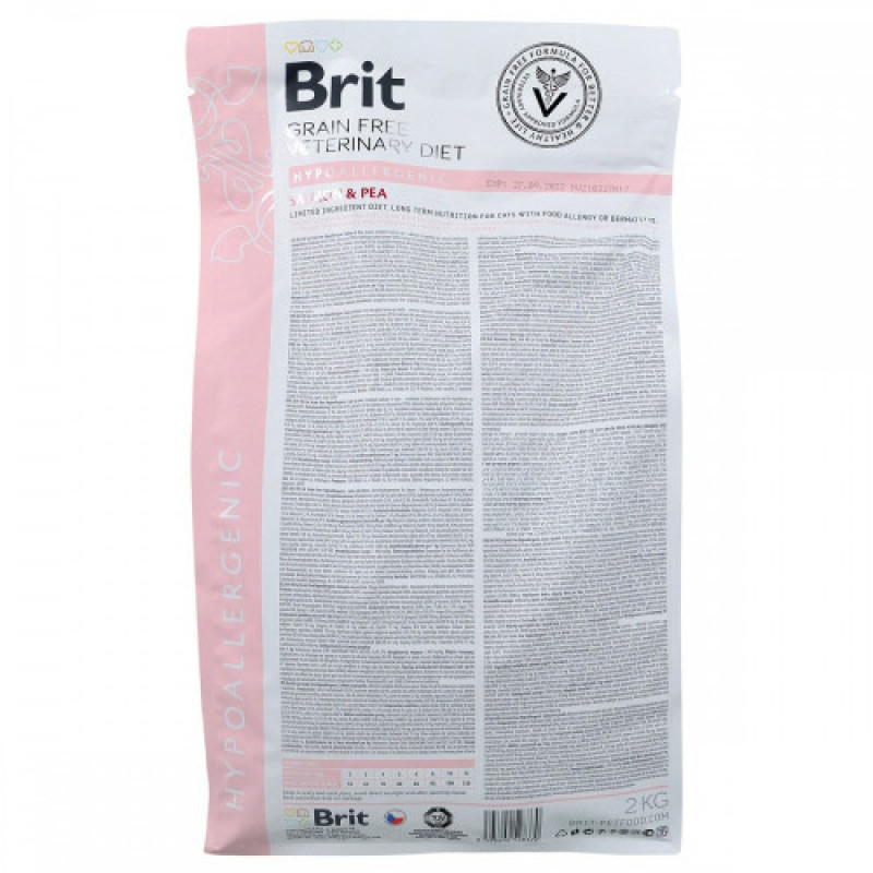 Корм сухий Brit Grain Free VetDiet Cat Hypoallergenic для котів з харчовою алергією та непереносимістю з лососем та горохом 2 кг