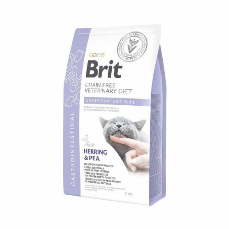 Корм сухий Brit Grain Free VetDiet Cat Gastrointestinal для котів при порушенні травлення з оселедцем лососем яйцем та горохом 2 кг
