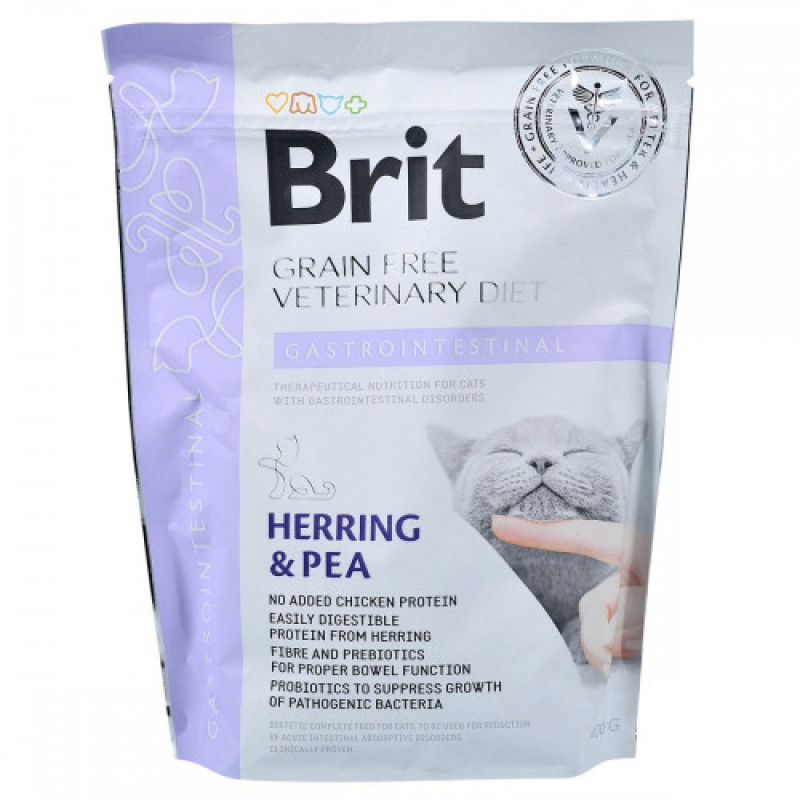 Корм сухий Brit Grain Free VetDiet Cat Gastrointestinal для котів з порушеним травленням з оселедцем лососем яйцем та горохом 400 г