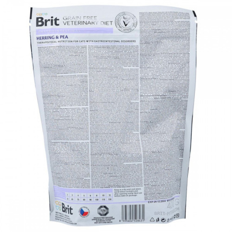 Корм сухий Brit Grain Free VetDiet Cat Gastrointestinal для котів з порушеним травленням з оселедцем лососем яйцем та горохом 400 г