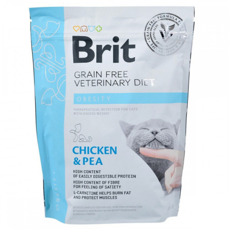 Корм сухий Brit Grain Free VetDiet Cat Obesity для котів з зайвою вагою та ожирінням з куркою та горохом 400 г