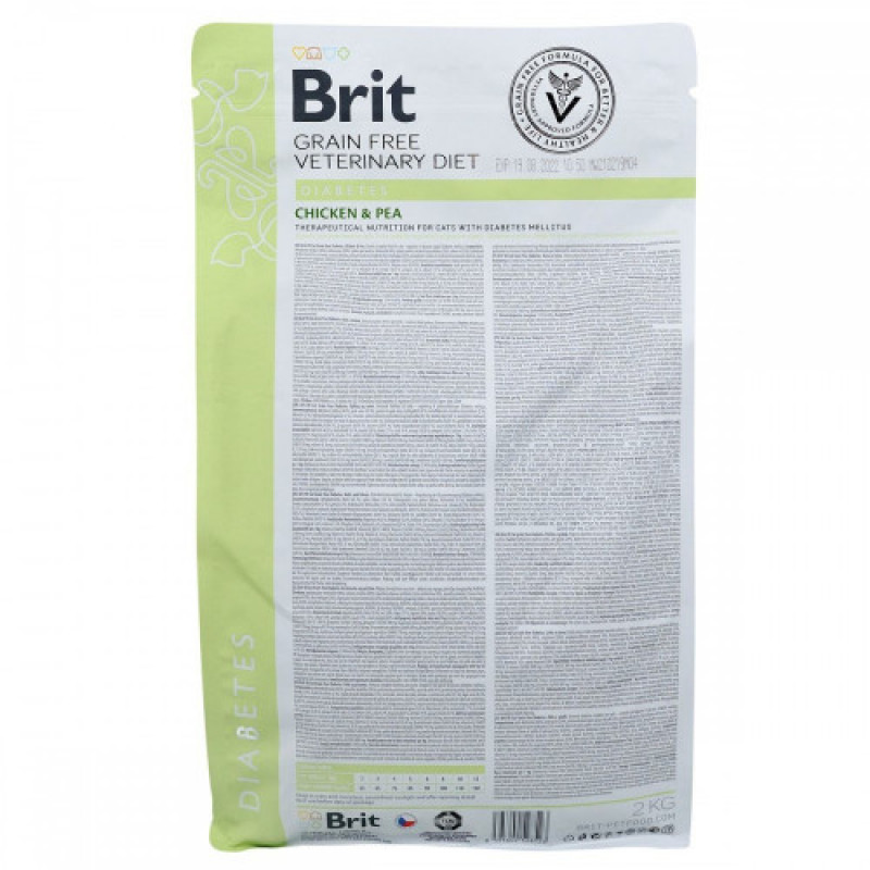 Корм сухий Brit Grain Free VetDiet Cat Diabetes для котів з цукровим діабетом беззерновий з куркою та горохом 2 кг