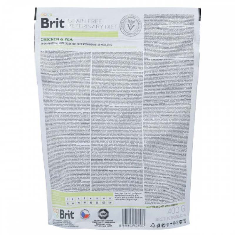Корм сухий Brit Grain Free VetDiet Cat Diabetes для котів з цукровим діабетом беззерновий з куркою та горохом 400 г