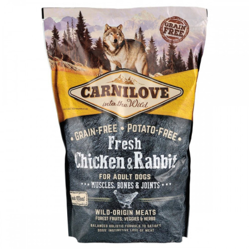 Корм сухий Carnilove Fresh Chicken and Rabbit for Adult dogs для дорослих собак усіх порід з куркою та кроликом 1,5 кг