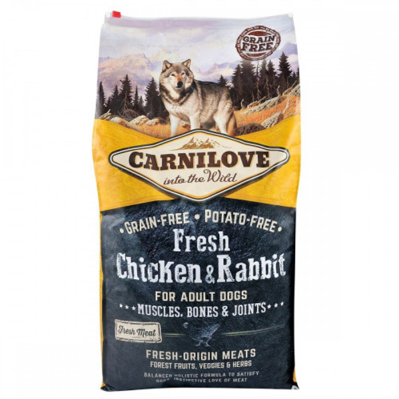 Корм сухий Carnilove Fresh Chicken and Rabbit for Adult dogs для дорослих собак усіх порід з куркою та кроликом 12 кг