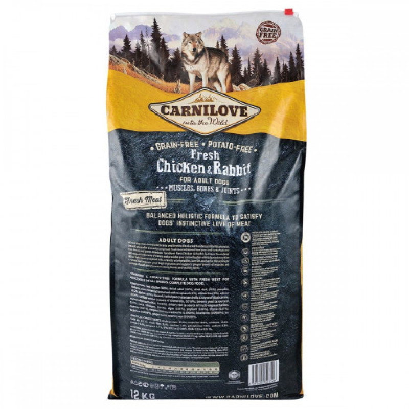 Корм сухий Carnilove Fresh Chicken and Rabbit for Adult dogs для дорослих собак усіх порід з куркою та кроликом 12 кг