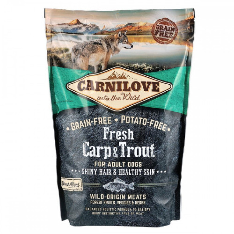 Корм сухий Carnilove Fresh Carp and Trout for Adult dogs для дорослих собак усіх порід з коропом та фореллю 1,5 кг